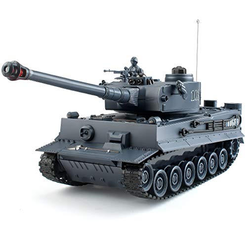 EAHUMM 1:28 RC WW2 German Tiger Army Tank Toys,9 Chanels Romote Control Vehicles with Sound and Light,Military Toys for Kids Boys Girls.