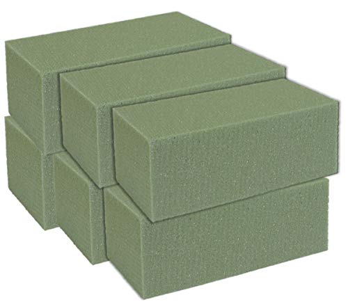 Premium Dry Floral Foam Bricks, Green Styrofoam Foam Blocks, 6 Pack - Great for Artificial Floral Dried Arrangements Decorations, Permanent botanicals or Any Arts & Crafts Project.