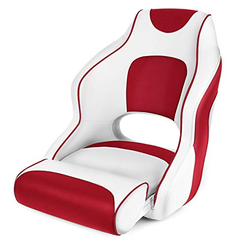 Leadpro Deluxe Captains Bucket Boat Seats Boat Cabin Chairs (Red/White)