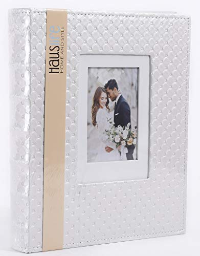 N/M Photo Album 4x6 3x5 5x7 480 Photos, Extra Large Capacity Leather Cover Wedding Family Picture Albums Holds 480 Horizontal and Vertical Photos with Black Pages (500, White)