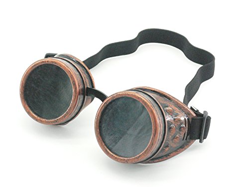 Sepia Cyber Goggles Steampunk Welding Goth Cosplay Vintage Goggles Rustic (Copper)