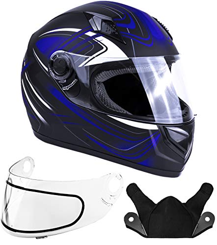 Typhoon Helmets Adult Full Face Snowmobile Helmet DOT (Blue, Large)
