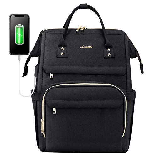Laptop Backpack for Women Fashion Travel Bags Business Computer Purse Work Bag with USB Port, Black