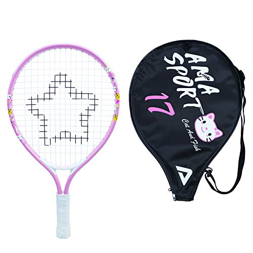 AMA SPORT Junior Tennis Racket for Kids Toddlers Starter Tennis Racket Kit 17-21' for Girl and boy with Shoulder Strap Bag (Baby Pink, 17)