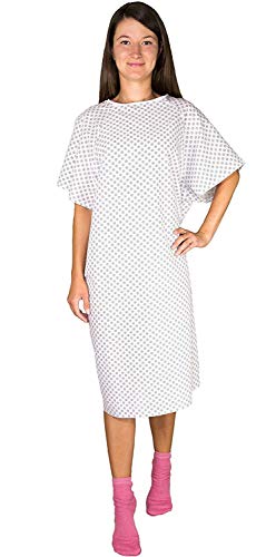 12 Pack - White Hospital Gown with Back Tie/Hospital Patient Robes with Ties - One Size Fits All - Wholesale