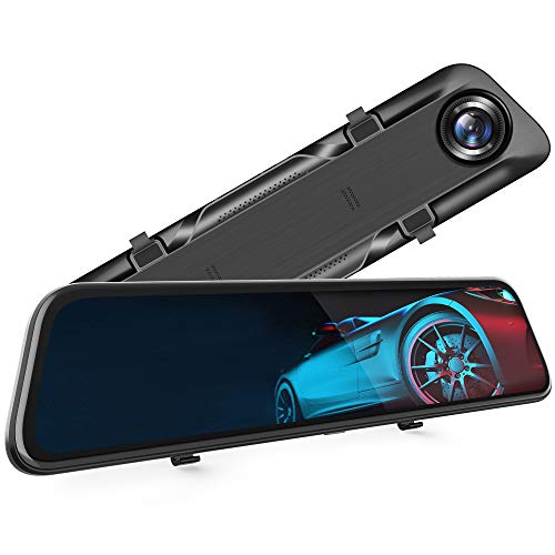 VanTop H612T 12” 4K Mirror Dash Cam for Cars, Voice Control Full Touch Screen Rear View Mirror Camera, GPS Tracking, Waterproof Backup Camera 2.5K Max, 8MP Sony Sensor for Super Night Vision