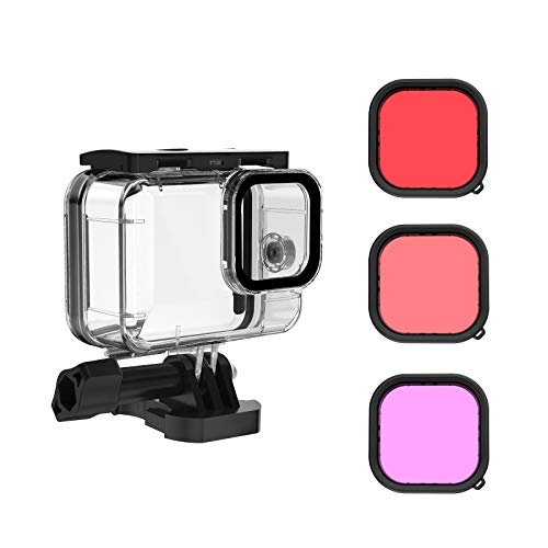 TELESIN Waterproof Case with 3-Pack Dive Filter for GoPro Hero 9 Black Supports 45M/148FT Underwater Scuba Snorkeling Deep Diving with Red Magenta Filter Bracket Screw Go Pro Accessories