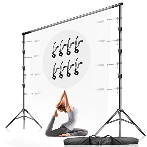 Julius Studio 10 ft. Max Wide 9.4 ft. Max Tall Adjustable Background Support Equipment, Backdrop Stands for Photography Video Studio, Backdrop Muslin with 8-Pack String Holders Carry Bag, LNA1106