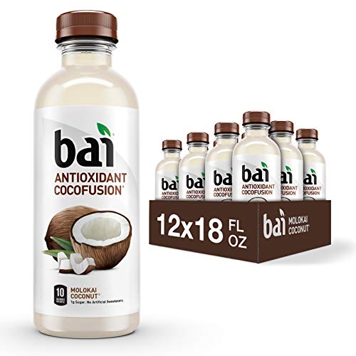 Bai Coconut Flavored Water, Molokai Coconut, Antioxidant Infused Drinks, 18 Fluid Ounce Bottles, 12 Count