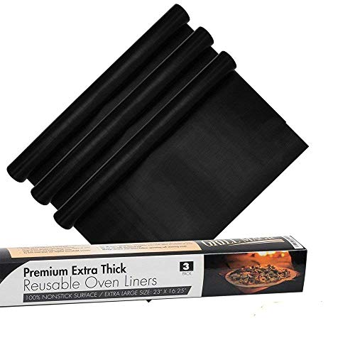 Non-Stick Heavy Duty Oven Liners(3-Piece Set)-Thick,Heat Resistant Fiberglass Mat-Easy to Clean-Reduce Spills, Stuck Foods and Clean Up-Kitchen Friendly Cooking Accessory, by Grill Magic