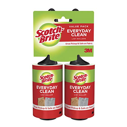 Scotch-Brite Lint Roller, 2 Rollers, 56 Sheets Per Roller, 112 Sheets Total, Works Great On Pet Hair