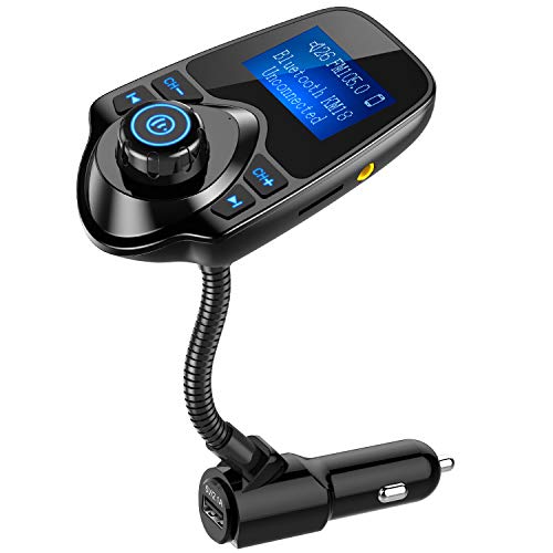 Nulaxy Wireless In-Car Bluetooth FM Transmitter Radio Adapter Car Kit W 1.44 Inch Display Supports TF/SD Card and USB Car Charger for All Smartphones Audio Players