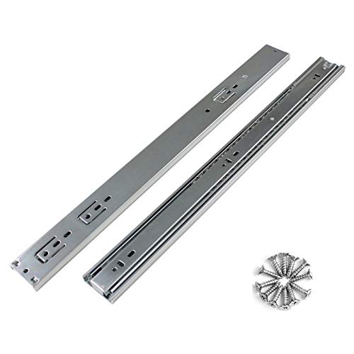20in 100 LB Capacity Full Extension Soft/Self Close Ball Bearing Side Mount Drawer Slides, Heavy Duty Self Closing Drawer Rails with Mounting Screws-1 Pair