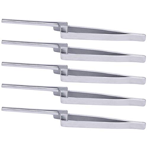 5 PCS Dental Articulating Paper Tweezers, Stainless Steel Instrument Holding Forceps Holder Straight for Articulating Paper