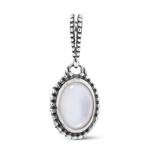 Carolyn Pollack Sterling Silver White Mother of Pearl Oval Gemstone Charm Pendant Enhancer