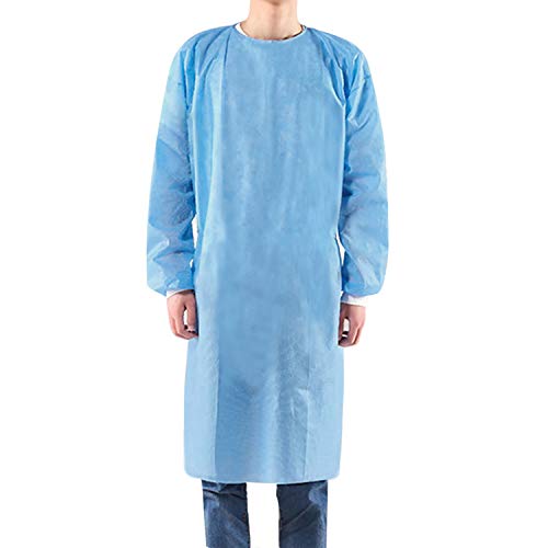 Disposable Quarantine Protective Gown - Full Body Isolation Blue Gown Suit (Pack Of 10)