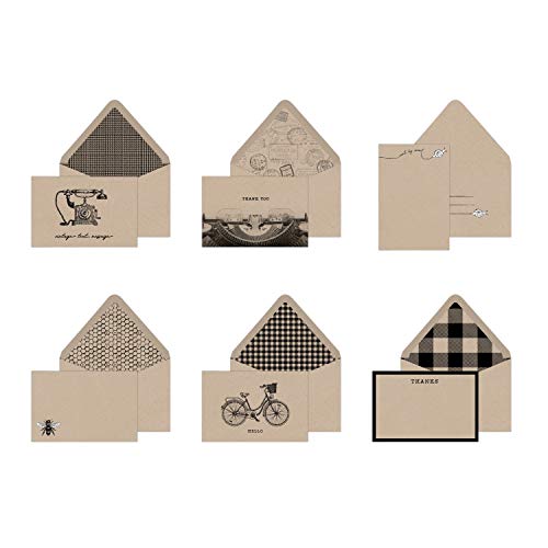 Southworth Notecard Set with Lined Envelopes, 4” x 6”, Farmhouse Chic 6-Card Assortment, 96Ct. (91655)