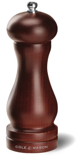 COLE & MASON Capstan Wood Pepper Grinder - Wooden Mill Includes Precision Mechanism, 6.5 inch