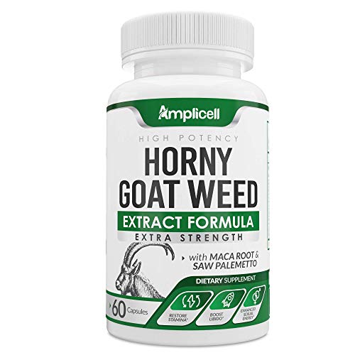 Horny Goat Weed (60caps) Natural Female & Male Enhancement Pills with L Arginine, Tongkat Ali, Panax Ginseng & Maca Root Powder - Horny Goat Weed for Men & Women Health - Mood Boost & Energy Pills