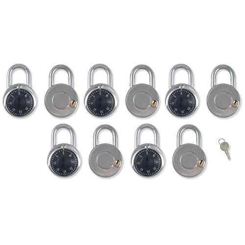 Combination Locks with Single Override Control Key Padlocks Ideal for Lockers [946-10] - Set of 10 Candados de Combinacion