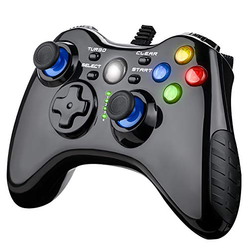 Wired PC Game Controller,Video Game Gamepad,with Dual-Joystick,Vibration Motors,7.2 feet USB Cable,Compatible with PC Windows,PS3,Android TV Box (Black)