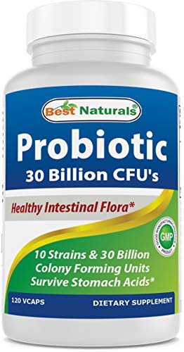 Best Naturals Probiotic 10 Strains & 30 Billion CFU Intestinal Flora, 120 Veggie Capsules - Shelf Stable probiotic (4146365)
