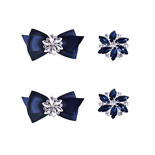 ElegantPark 2 Pairs Navy Blue Decorative Shoe Clips Jewelry Crystal Decoration Charms Wedding Party Accessories