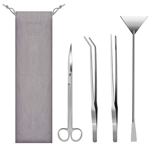 Aquascaping Tools Aquatic Plant Tweezers Scissor Spatula Tool Aquarium Scrapers 4 in 1 Stainless Steel Aquarium Plant Tools for Fish Starter Kits & Aquariums Tank Plants Kit