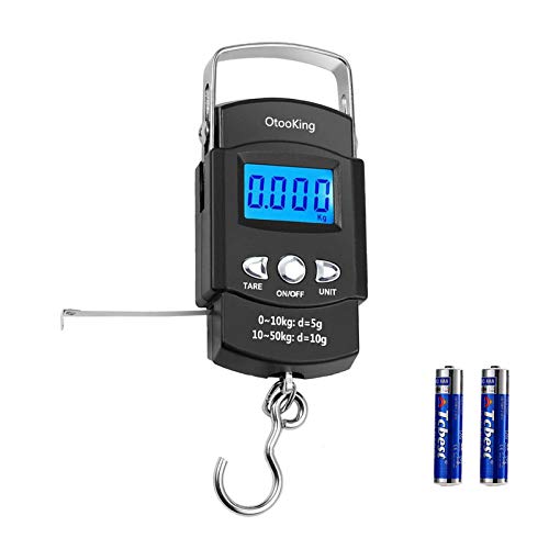 Digital Fish Scale fishing weights Scale, hanging scale digital weight Backlight LCD Display 110lb/50kg Electronic Balance Digital Fishing Postal Hanging Hook Scale with Measuring Tape 2AAA Batteries