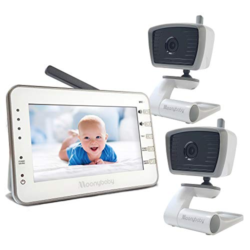 Moonybaby Trust 30 Video Baby Monitor, 2 Cameras Pack (Bonus: 2 Camera USB Power Cords), 4.3 Inches Large Screen, Power Saving/Voice Activation Auto Night Vision, 2-Way Talk-back and Long Battery Life