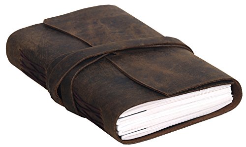 Handmade Leather Journal/Writing Notebook Diary/Bound Daily Notepad For Men & Women Unlined Paper Medium 8 x 6 Inches, writing pad gift for artist, sketch (Brown Tan, 7 x 5 Inches)