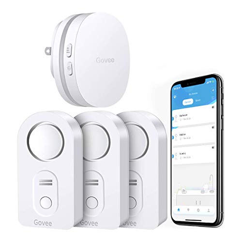 Govee WiFi Water Sensor, Smart App Leak and Drip Alert, Wireless Water Alarm with Email, Loud Alarm and App Alerts - Easy to Install Remote Waterproof Leak Sensor for Home, Basement - 3 Pack