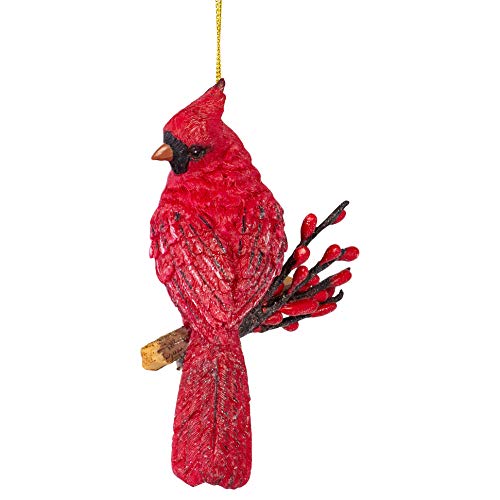 Holiday Cardinal Brilliant Red 5 x 4 Resin Holiday Hanging Figurine Ornament