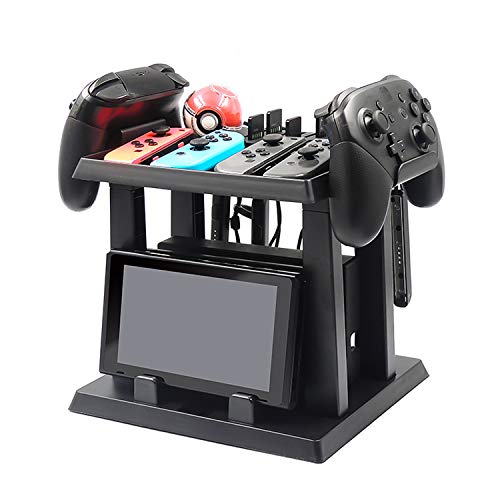 DeHasion Multifunctional Game Disk Storage Tower Holder Stand for Nintendo Switch Console Accessory 2 Poke Ball Plus Controllers Stand Holder