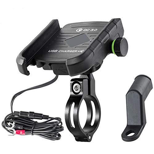 iMESTOU Waterproof Motorcycle Phone Mount Charger USB Quick Charge 3.0 Socket Handlebar Phone Holder Charger Compatible with Samsung iPhone Cellphones