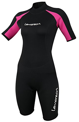 Lemorecn Wetsuits Womens Premium Neoprene Diving Suit 3mm Shorty Jumpsuit(3045-12)