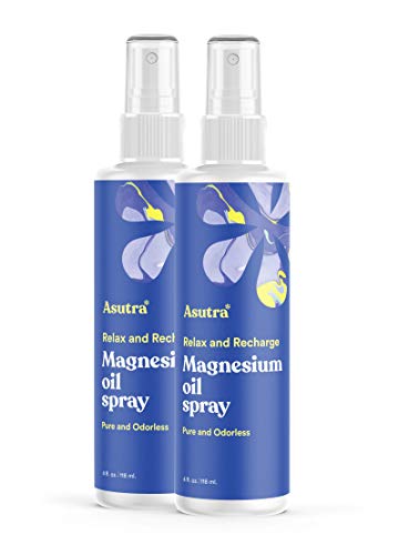 ASUTRA Topical Magnesium Chloride Oil Spray, 4 fl oz (Pack of 2)| Rapid Absorption | Relieve Muscle Cramps | Fight Joint Pain | Stress, Anxiety, Headache Relief | Pure Zechstein | Promotes Collagen & Energy