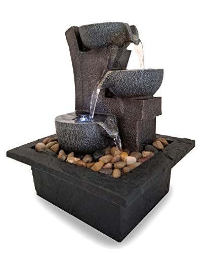 DANNER MANUFACTURING 03801 Aura Meditation Fountain with 3 Tiered LED Waterfall, Pack of 1