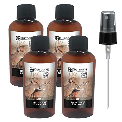Outdoor Hunting Lab Hot Doe Estrus Buck Attractant Whitetail Lure Hunting Scent Real Urine Deer Pee Heat (4 Bottle)