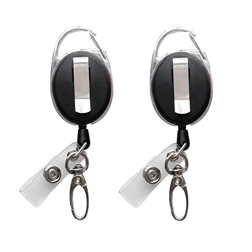 Retractable Badge Reel with Claw Clasp and Clip for Id Card Holders (2Pack)