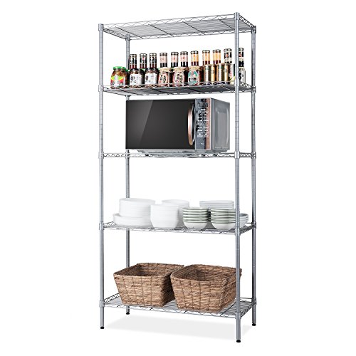 SINGAYE 5 Tier Storage Rack Wire Shelving Unit Storage Shelves Metal for Pantry Closet Kitchen Laundry 660Lbs Capacity 23.6' L x 14' W x 59.1' H Silver