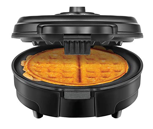 Chefman Anti-Overflow Belgian Waffle Maker w/Shade Selector, Temperature Control Mess Free Moat, Round WaffleIron w/Nonstick Plates & Cool Touch Handle, Measuring Cup Included, Black