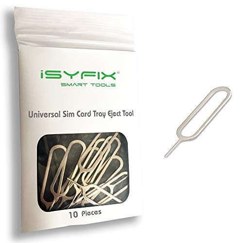 Sim Card Tray Pin Eject Removal Tool Needle Opener Ejector 10X Pack by iSYFIX for All iPhone, Apple iPad, HTC, Samsung Galaxy, and Most Smartphone Brands