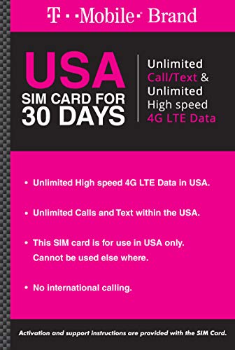 T-Mobile Prepaid SIM Card Unlimited Talk, Text, and Data (UNL Talk, Text, Data 30 Days)