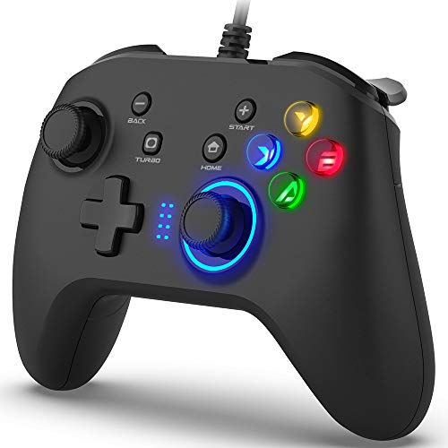 Wired Gaming Controller, Joystick Gamepad with Dual-Vibration PC Game Controller Compatible with PS3, Switch, Windows 10/8/7 PC, Laptop, TV Box, Android Mobile Phones, 6.5 ft USB Cable