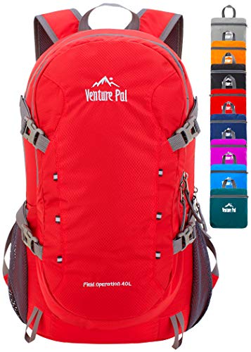 Venture Pal 40L Lightweight Packable Travel Hiking Backpack Daypack, A9 Red, One Size