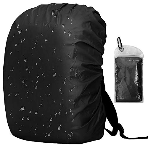 OUTJOY Backpack Rain Cover (26L-40L) Waterproof Rainproof Backpack Pack Cover with Silver Coating Reinforced Inner Layer for Hiking Camping Traveling Cycling (Black)