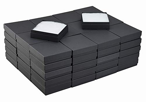 JPB Matte Black Cotton Filled Jewelry Box #33 (Case of 100) 3.5 inches x 3.5 inches