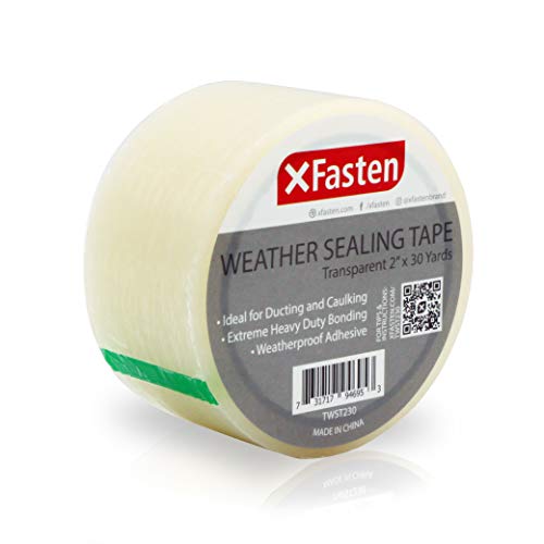 XFasten Transparent Window Weather Sealing Tape, 2-Inch x 30 Yards, Clear Window Draft Isolation Sealing Film Tape, No Residue