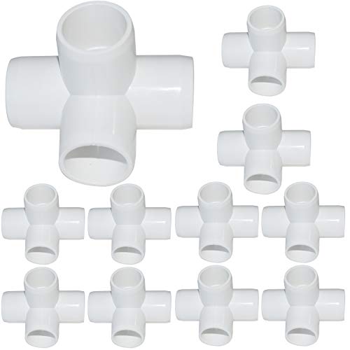 15Pack 3/4Inch 4 Way PVC Fittings, Heavy Duty PVC Elbow Side Outlet Tees, Furniture PVC Tee Corner Fittings for Building PVC Furniture Greenhouse Shed Pipe Fittings Tent Connection